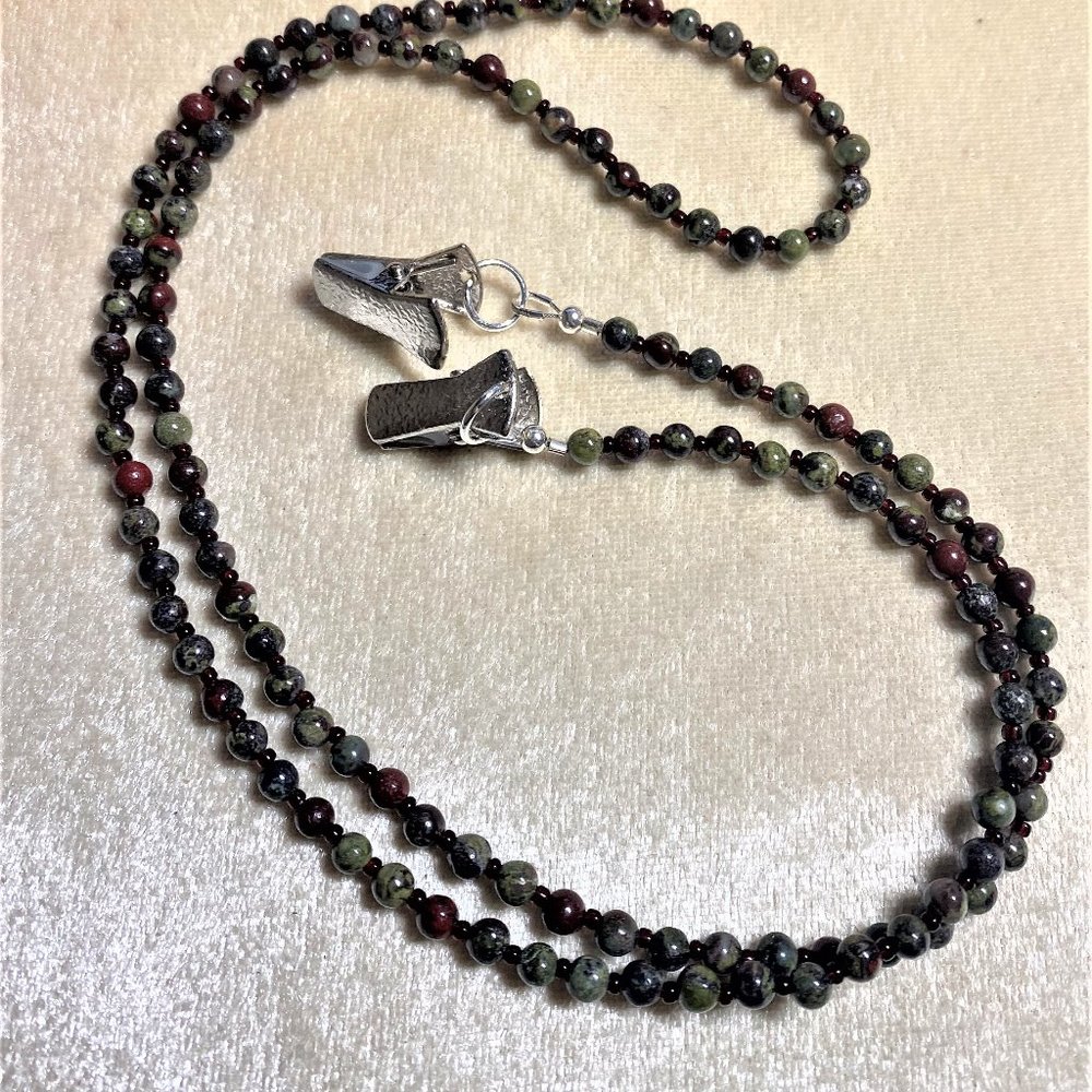Natural Dragon Blood Jasper Eyeglass Chain #1416